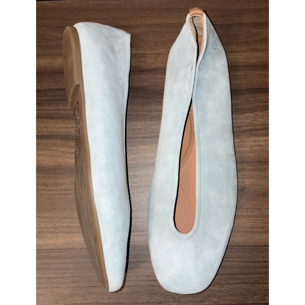 Gentle Souls By Kenneth Cole 11 M Pale Blue Willow Suede Ballet Flats $159